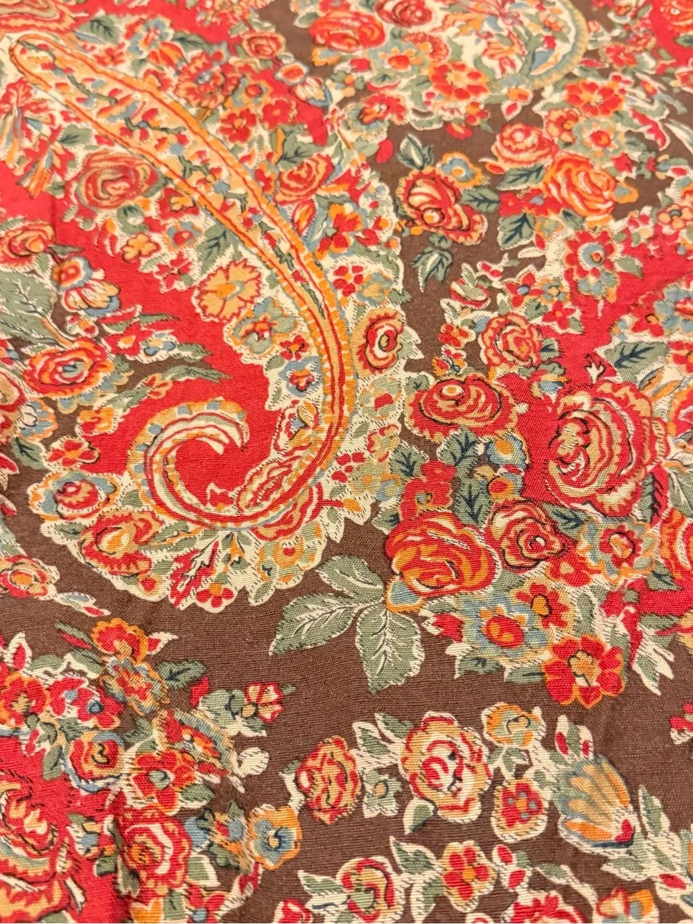 Pottery Barn Duvet Cover Bedding Carrie Paisley Brown Red Linen King Size HTF